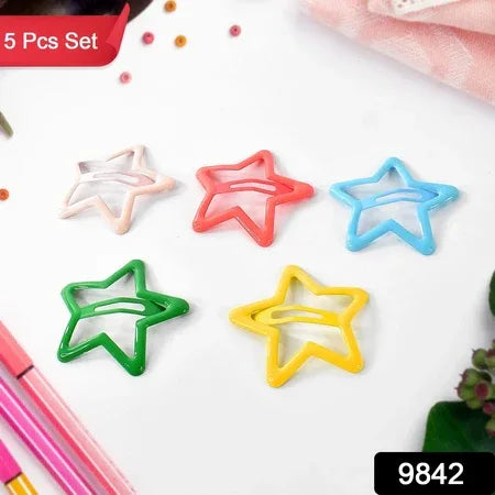 Metal Printed Star Shape Hair Clips (10 Pcs Set) - Zidbik