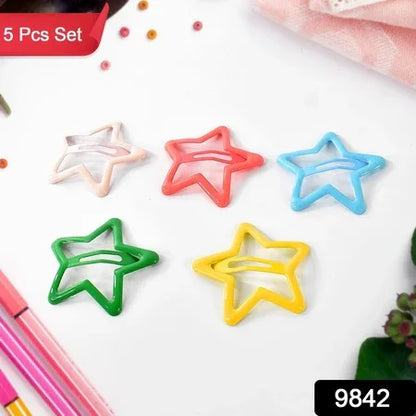 Metal Printed Star Shape Hair Clips (10 Pcs Set) - Zidbik