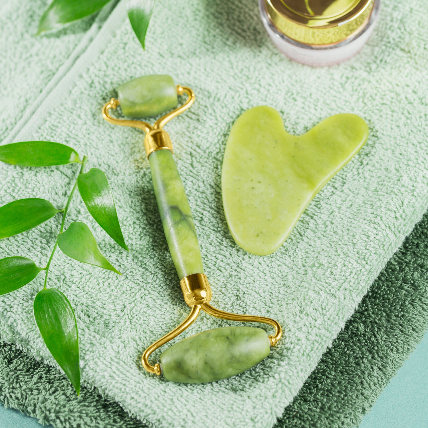 0318 Gua Sha Stone And Anti Aging Jade Roller Massager For Face Massage Natural Face Skincare Massager  Face Roller Massager For Women  Face Shaper Jade Roller And Gua Sha Set For Glowing Skin - Zidbik