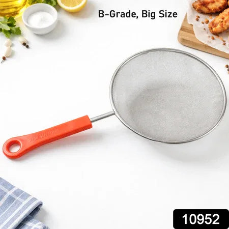 B-grade Big Size Fine Mesh Kitchen Strainer With Strong Handle Grip (1 Pc) - Zidbik