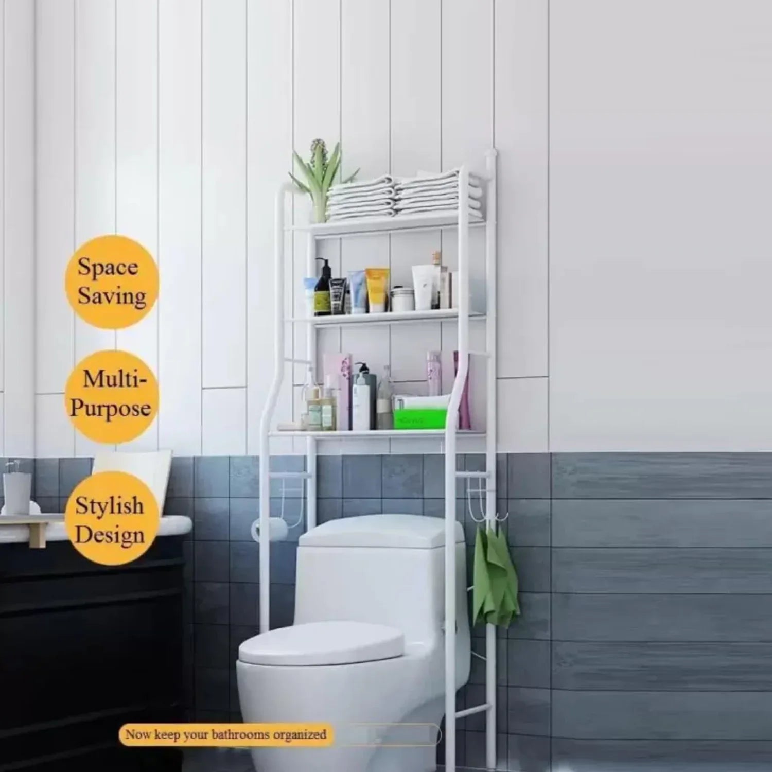 8803 Multi-layer The Toilet Storage Rack Metal Bathroom Shelf Space Saving Organizer For Laundry Room Wash Basin Floor Stand - Zidbik