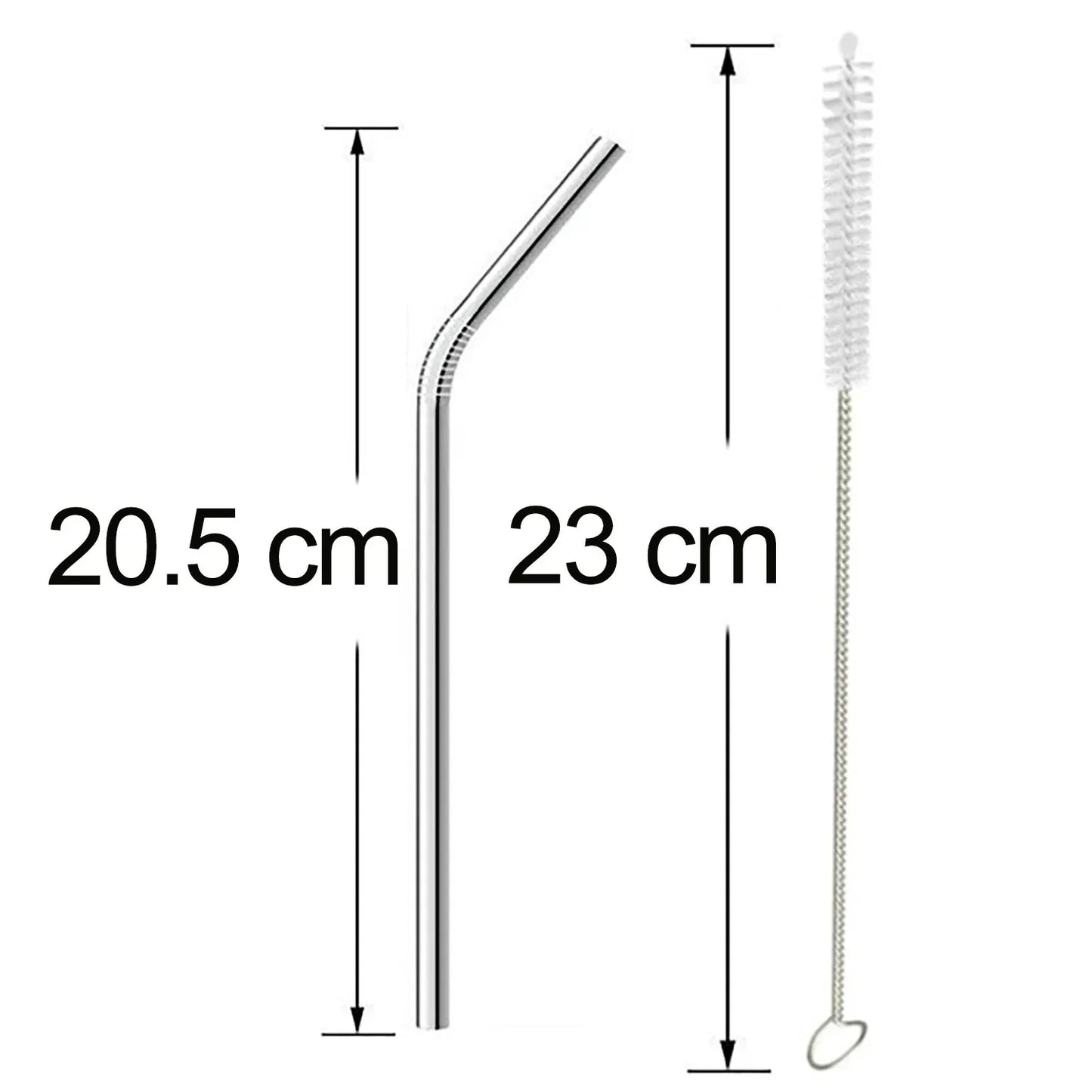 1733 Reusable Stainless Steel Drinking Straws Bent (4 Bent Straws 1 Brush) - Zidbik