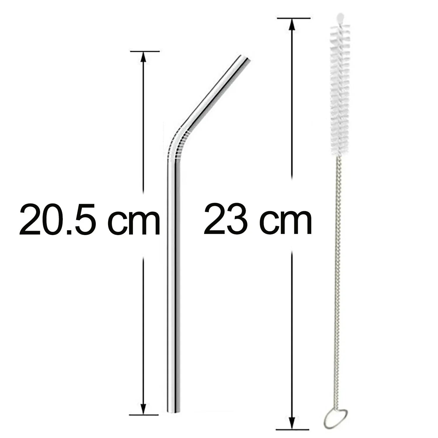 1733 Reusable Stainless Steel Drinking Straws Bent (4 Bent Straws 1 Brush) - Zidbik