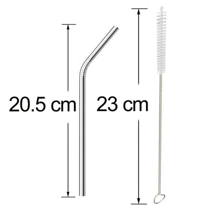 1733 Reusable Stainless Steel Drinking Straws Bent (4 Bent Straws 1 Brush) - Zidbik