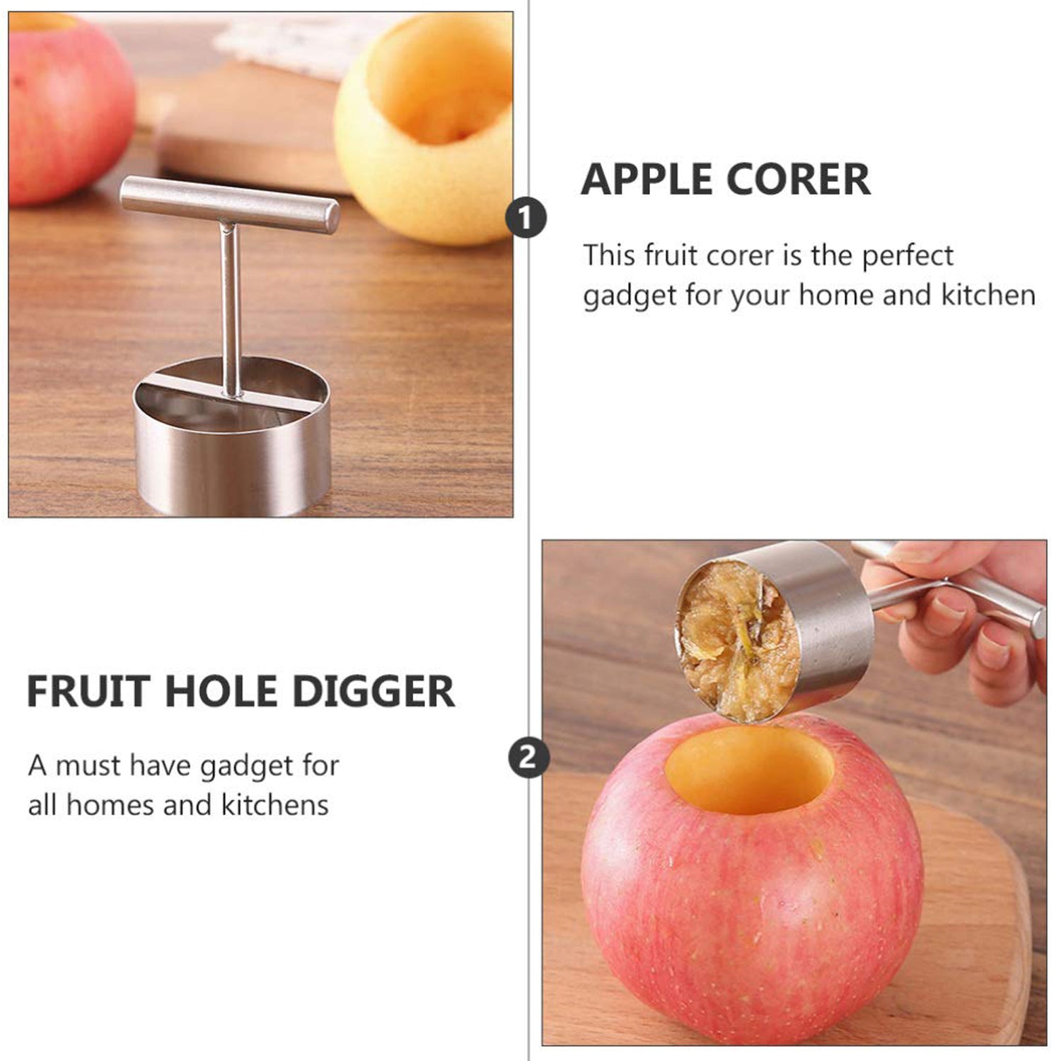 10016 Corer Pear Core Separator Vegetable Core Remover Seeder Cutter Pitter Fruit Hole Remover Coring Tool (1 Pc) - Zidbik