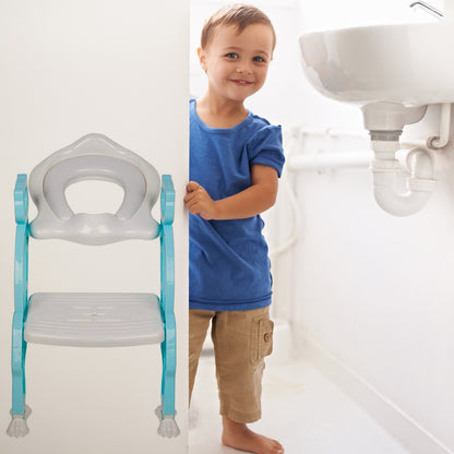 8492 2 In 1 Potty Training Toilet Seat With Step Stool Ladder For Boy And Girl Baby Toddler Kid Childrens Toilet Training Seat Chair With Soft Padded Seat And Sturdy Non-slip Wide Step Make Potty Easier For Your Kids (Multi-color) - Zidbik