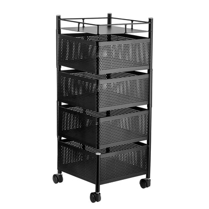 Metal High Qaulity Kitchen Trolley Kitchen Organizer Items And Kitchen Accessories Items For Kitchen Rack Square Design For Fruits Vegetable Onion Storage Kitchen Trolley With Wheels (4 Layer 3 Layer) - Zidbik
