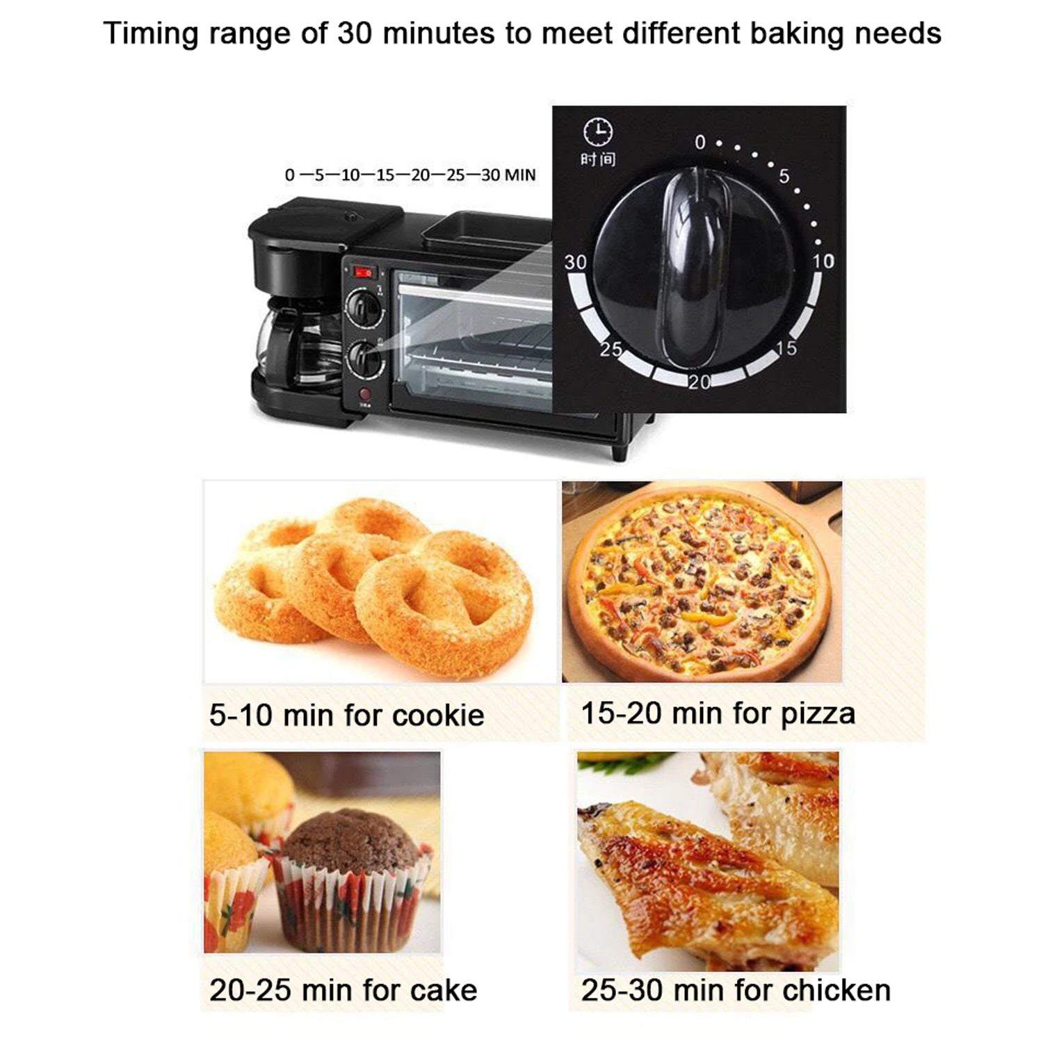 2788 3 In 1 Breakfast Maker Portable Toaster Oven Grill Pan  Coffee Maker Full Breakfast Ready At One Go - Zidbik