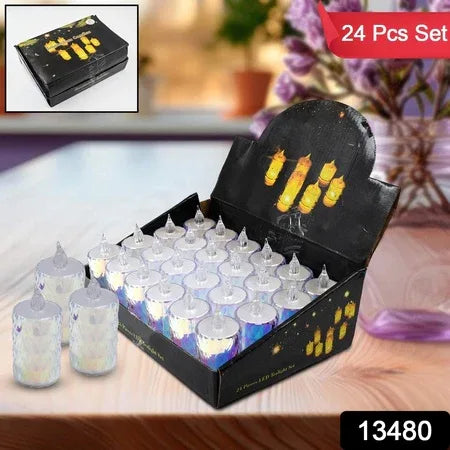24 Pc Flameless And Smokeless Decorative Melting Candles Led Tea Light - Zidbik