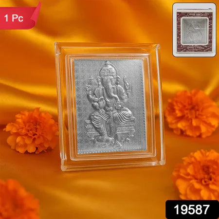 Embossed Silver-plated Lord Ganesha Photo Frame (1 Pc) - Zidbik