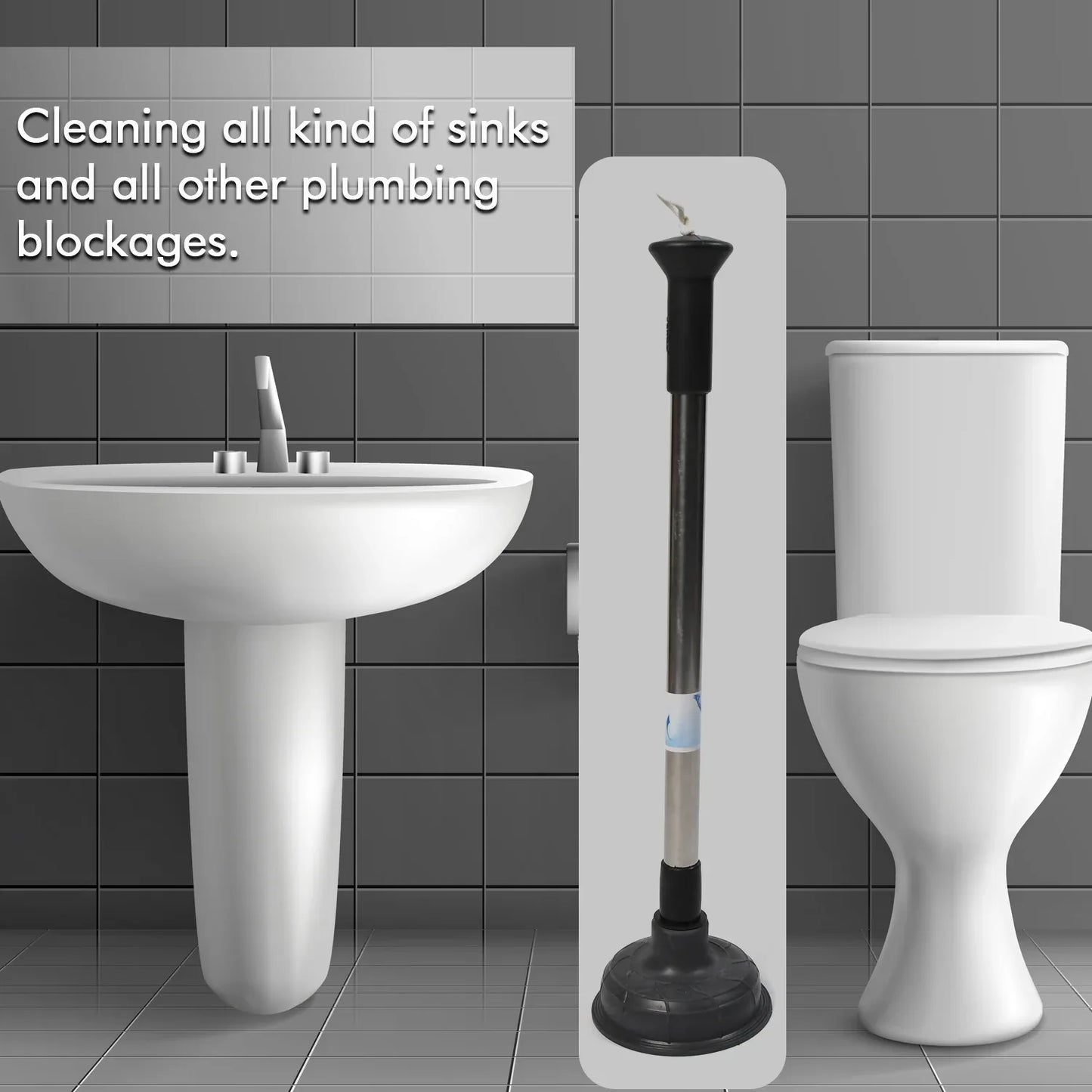 4032 Drain Unblocker Cleaner Sink Plunger Cleaning Pump For Kitchen Sink Toilet Bathroomoilet_plunger_pump - Zidbik