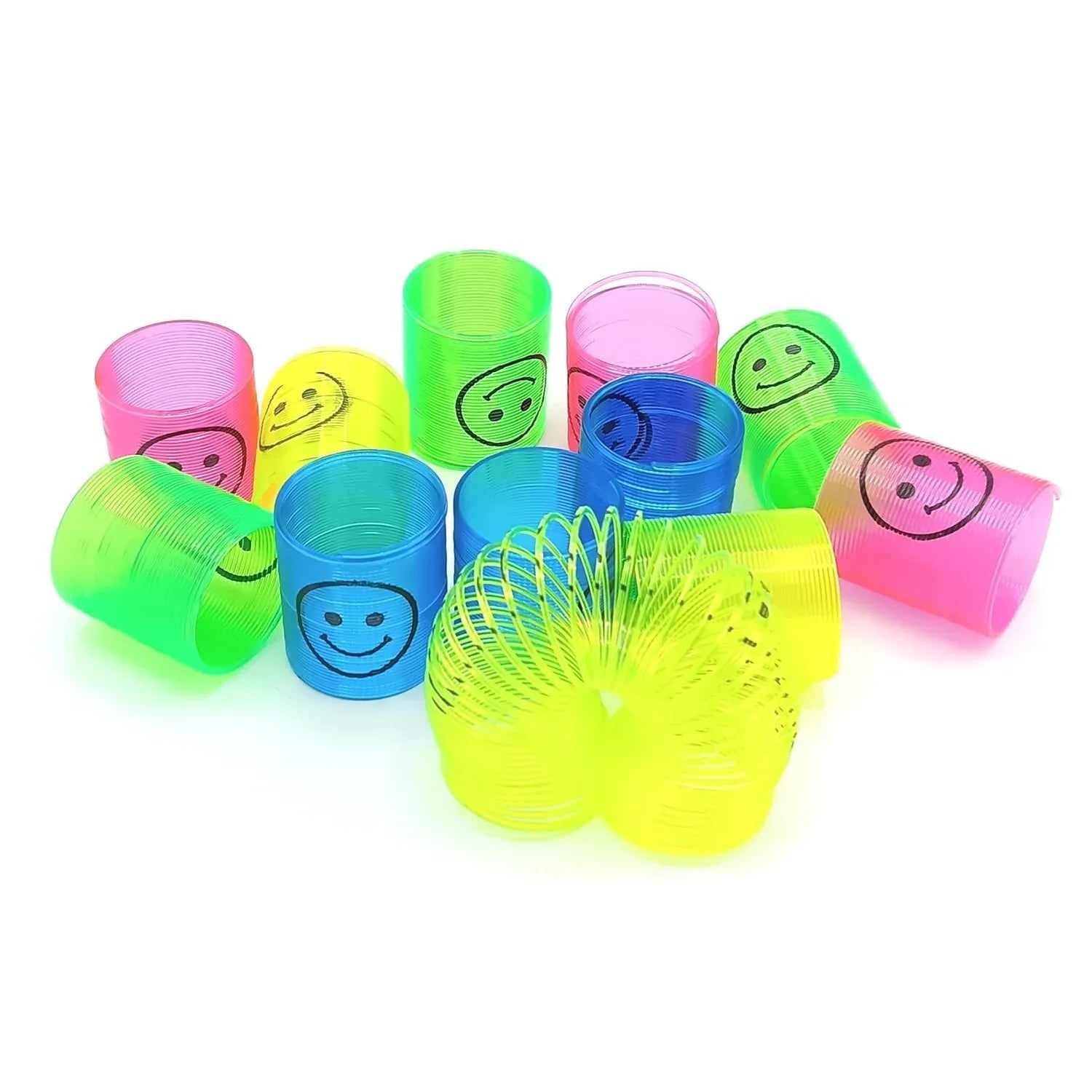 17745 Multicolor Magic Smiley Spring Spring Toys Slinky Slinky Spring Toy Toy For Kids For Birthdays Compact And Portable Easy To Carry (12 Pcs Set) - Zidbik
