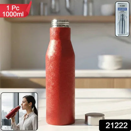 Stainless Steel Water Bottle Red Color (1000 Ml 1 Pc) - Zidbik