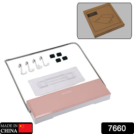 7660 Wall Mounted Foldable Wash Basin Storage Rack Shelf Holder Self Adhesive With Sticker - Zidbik