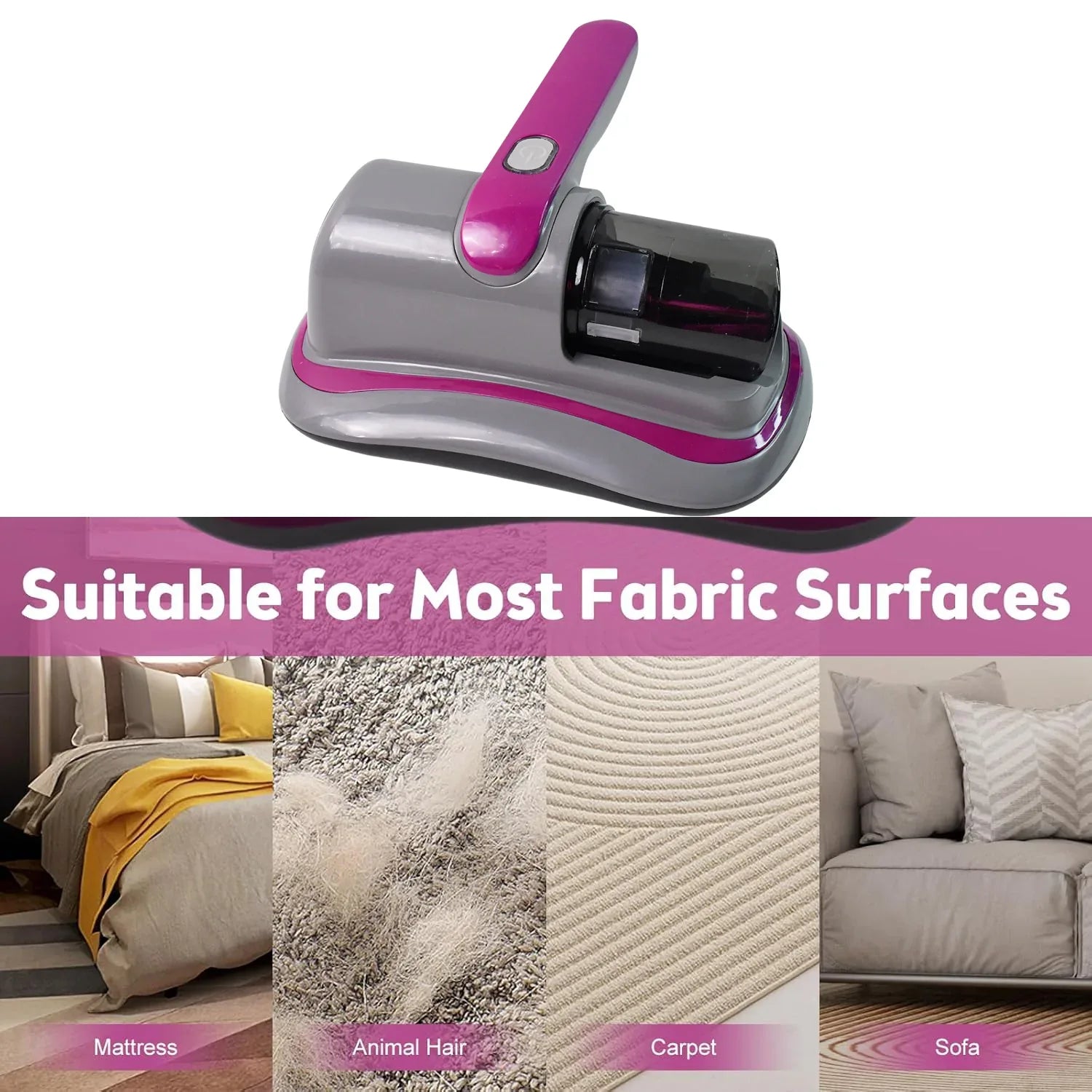 0227 Powerful Suction Portable Handheld Vacuum Cleaner - Low Noise Vacuum Cleaner For Bed - Cordless Vacuum Cleaner For Car Seat Crevices Pillows Mattresses Sofas Wireless Anti Dust And Mite Cleaner - Zidbik