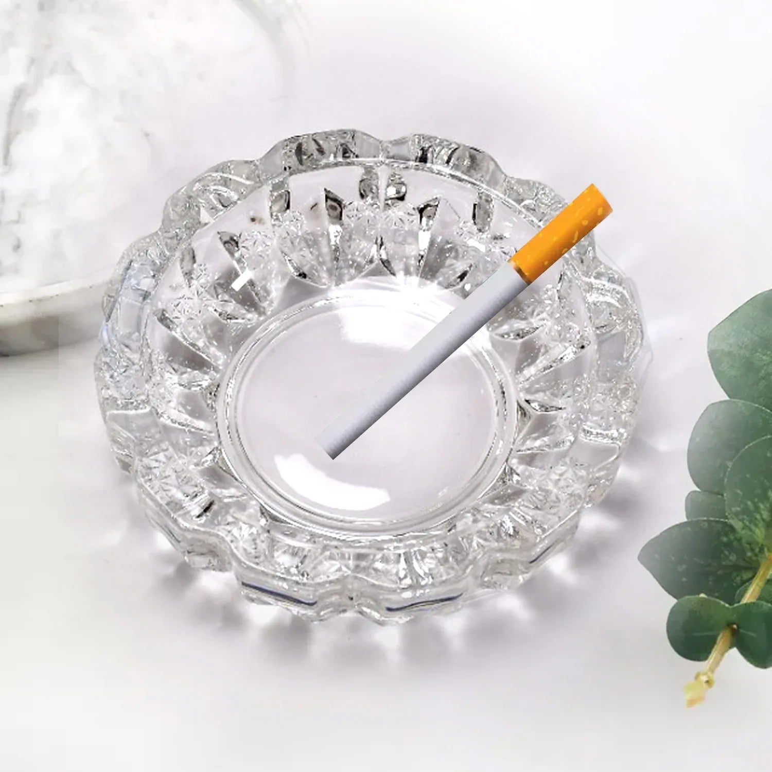 4066 Paricutin Glass Crystal Quality Cigar Cigarette Ashtray Round Tabletop For Home Office Indoor Outdoor Home Decor - Zidbik
