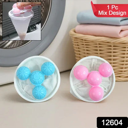 12604 Laundry Ball Floating Pet Fur Lint Hair Catcher Household Reusable Washing Machine Floating Lint Mesh Bag Hair Filter Net Pouch Washing Lint Hair Remover Net Mesh Bag Dryer (1 Pc) - Zidbik