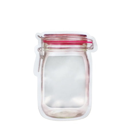 1074 Reusable Airtight Seal Plastic Food Storage Mason Jar Zipper (500ml) - Zidbik