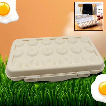 5727 18 Grid Egg Holder Storage Shock-proof Egg Container With Buckle Egg Carrier Egg Tray Egg Shelter Effective Full Seal Egg House Use For Fridge Camping Kitchen - Zidbik