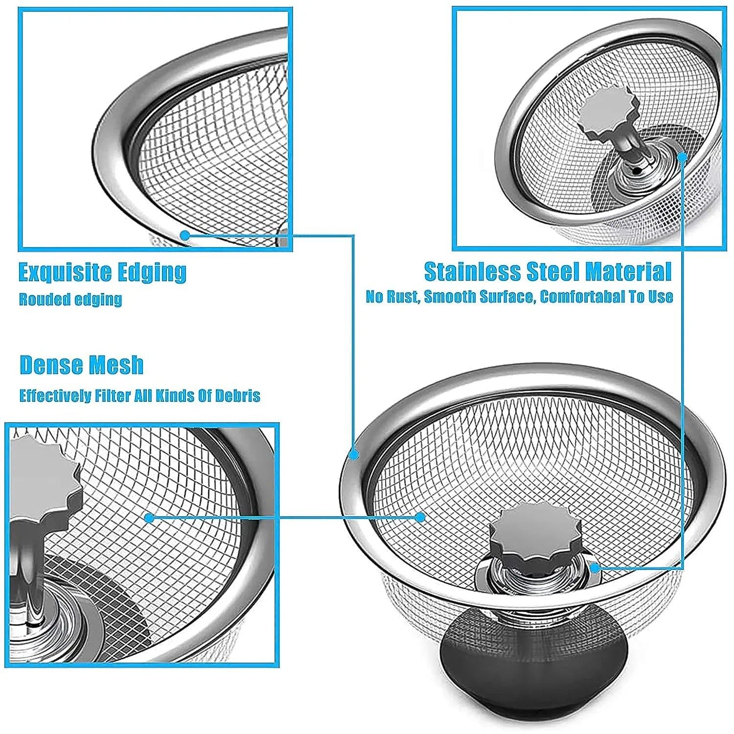 Stainless Steel Sink Strainer Basket Strainer Kitchen Sink Strainer (1 Pc) - Zidbik