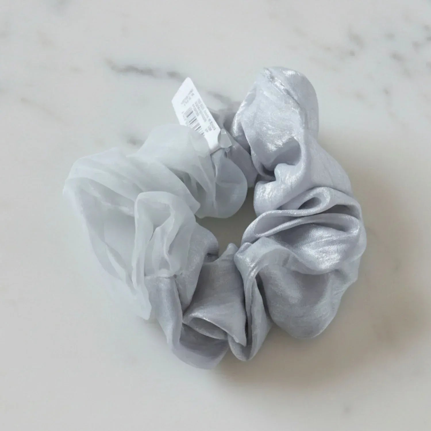 Dual-tone Satin Mesh Fabric Hair Scrunchie (1 Pc) - Zidbik