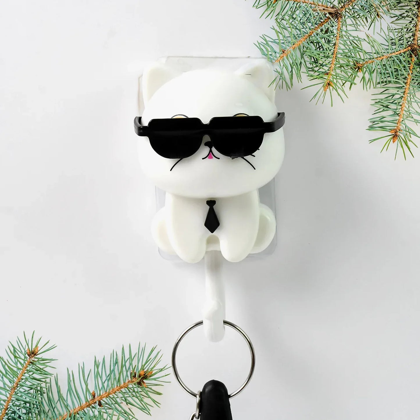 Cat Hook For Wall Cute Cat Key Hook With Sunglasses (1 Pc) - Zidbik