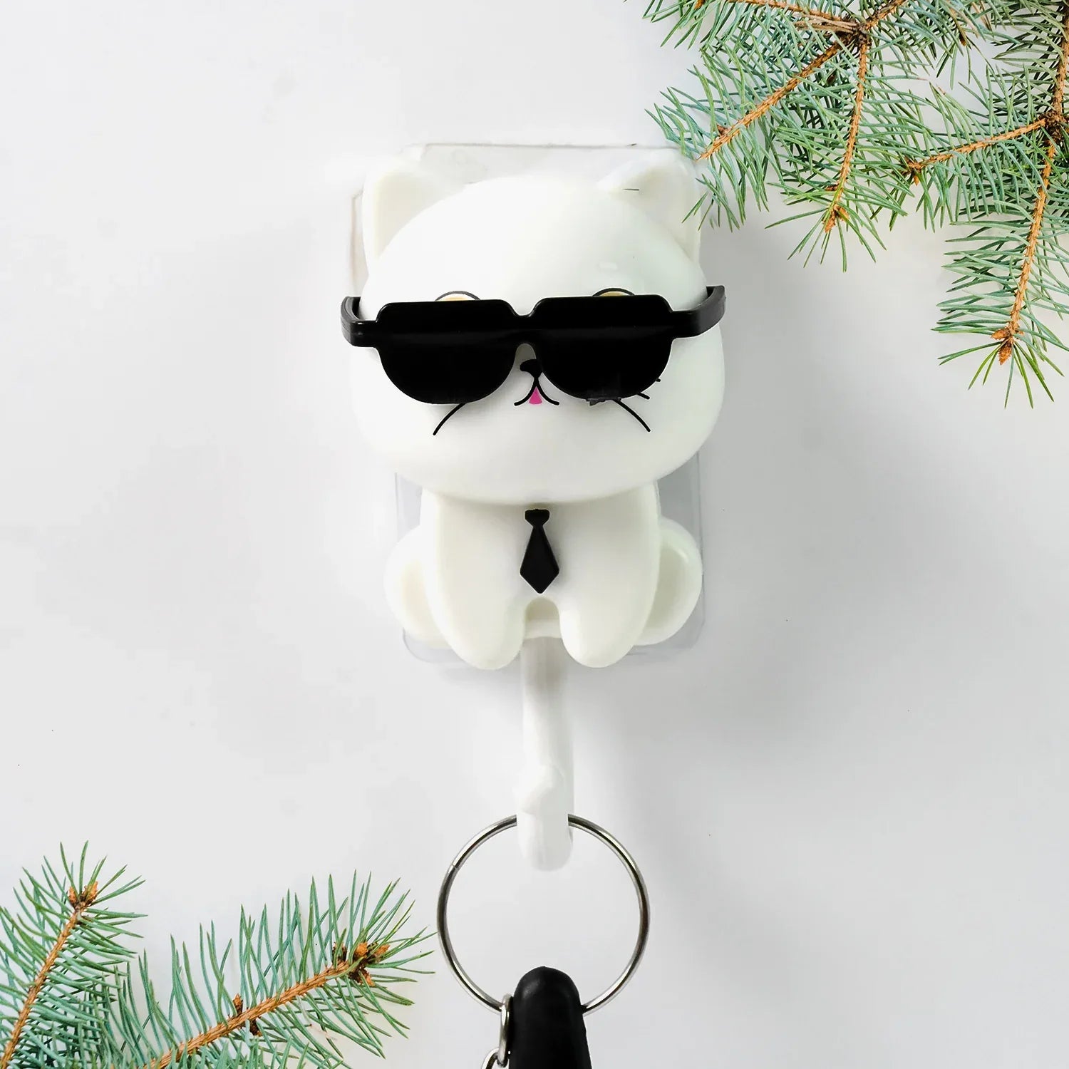 Cat Hook For Wall Cute Cat Key Hook With Sunglasses (1 Pc) - Zidbik