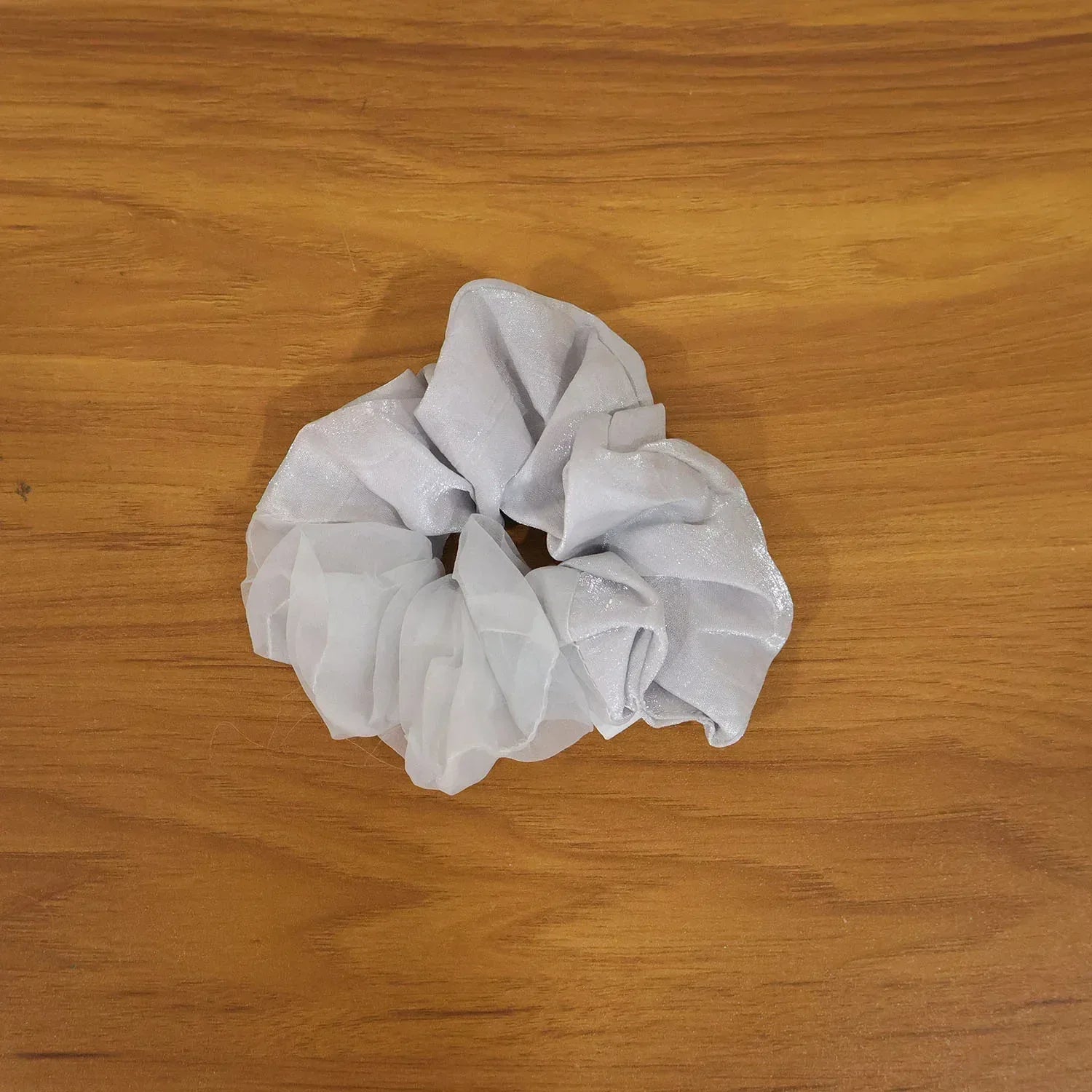 Dual-tone Satin Mesh Fabric Hair Scrunchie (1 Pc) - Zidbik