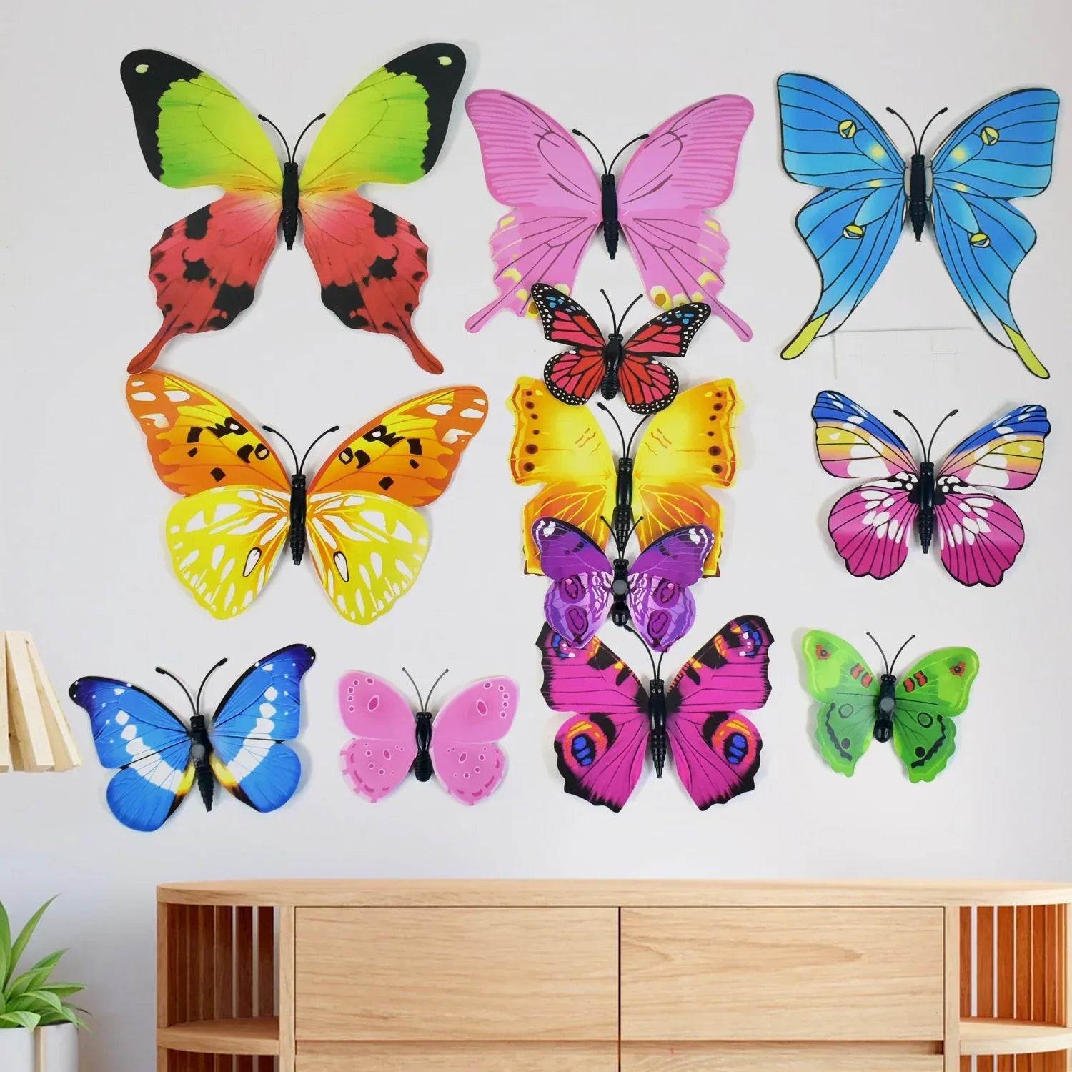 Decorative Colorful Butterfly Wall Stickers (12 Pc Set) - Zidbik