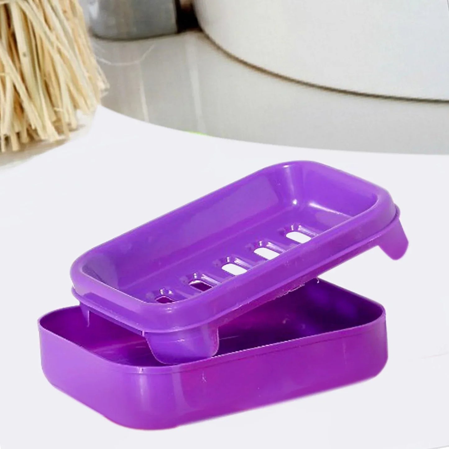 1128 Covered Soap Keeping Plastic Case For Bathroom Use - Zidbik
