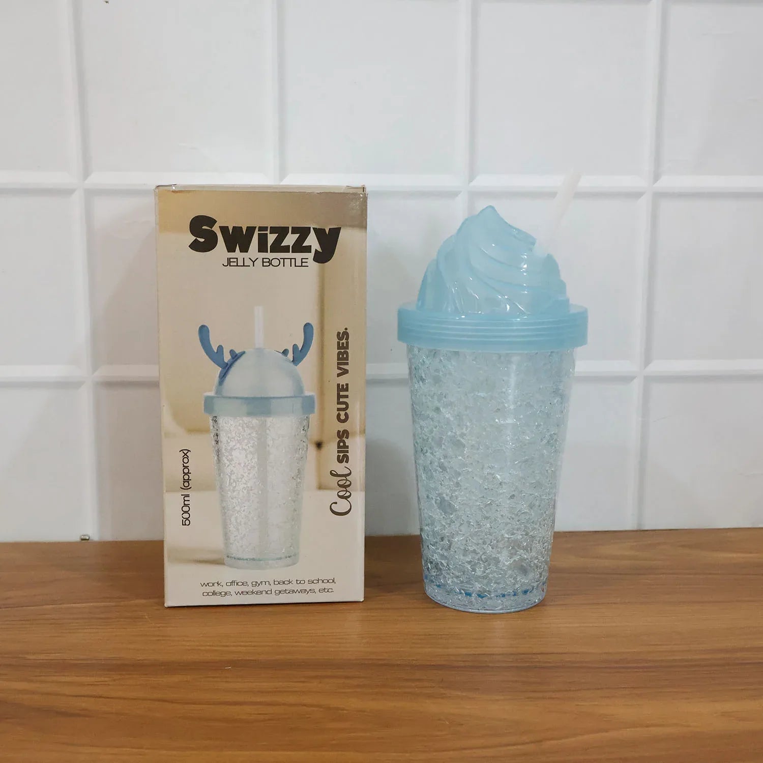Cute Ice Cream Swirl Design Tumbler Sipper Bottle (500 Ml 1 Pc) - Zidbik