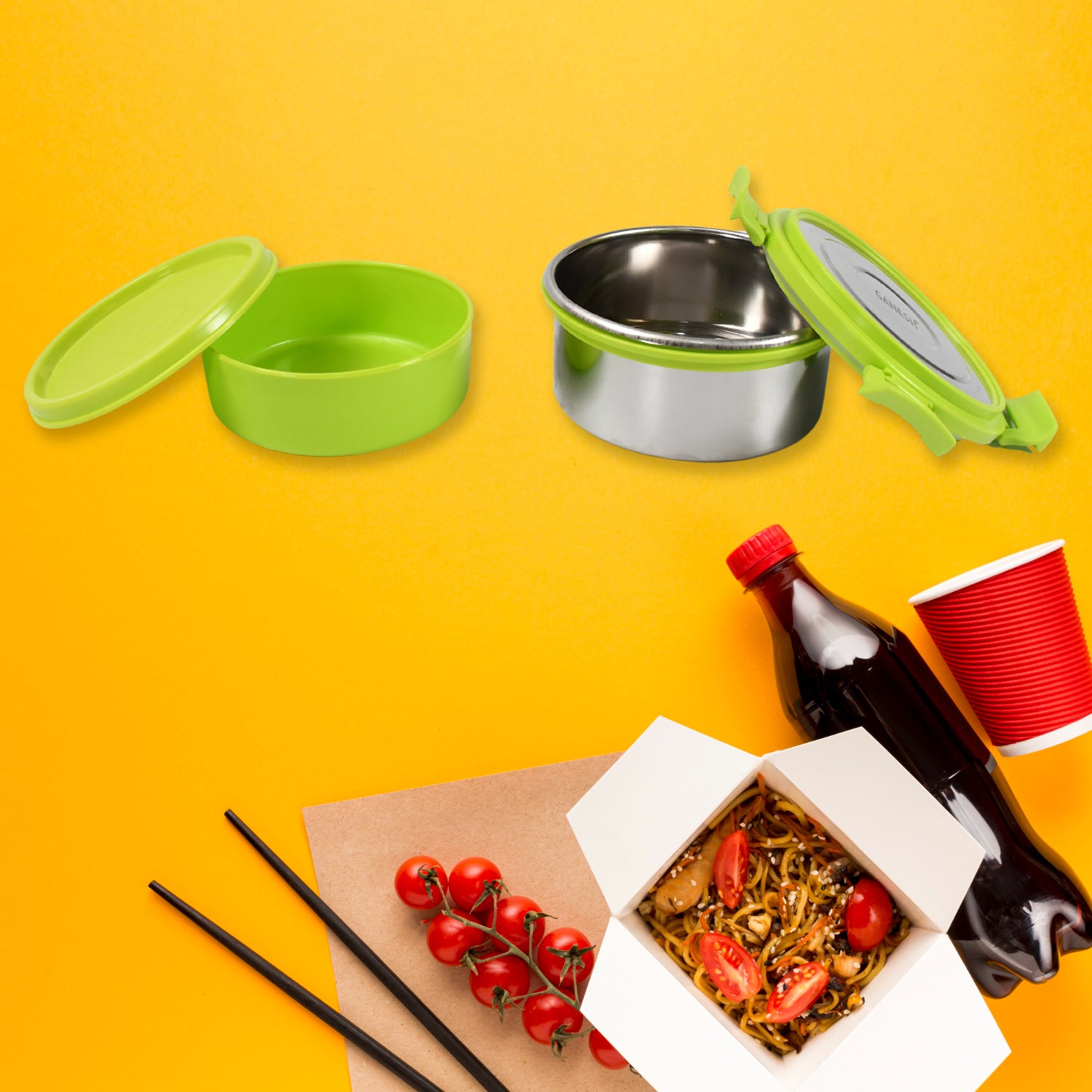 Stainless Steel Tiffin Lunch Box Container  Dabba With 4 Side Clip Lock Lid For Office  School Use Food Grade  Air Tight  Easy To Carry  Leak Proof - Zidbik