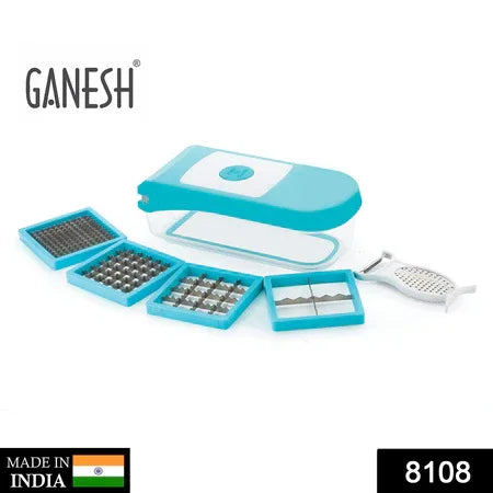 8108 Ganesh 7 In 1 Plastic Vegetable Dicer Blue - Zidbik