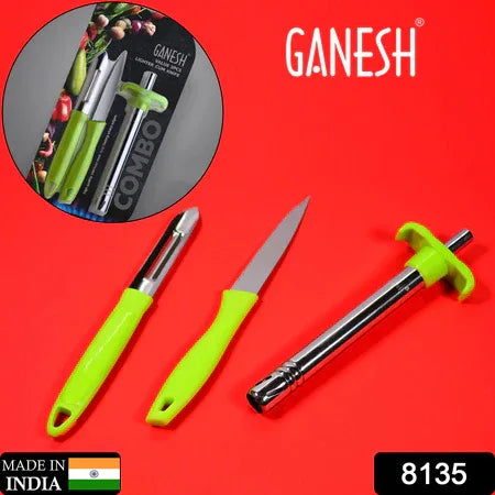 8135 Ganesh 3pc Lighter Cum Knife And Peeler. - Zidbik