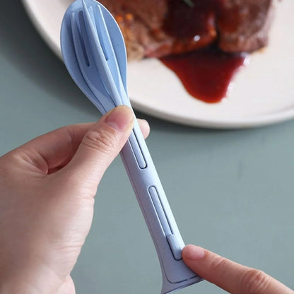 3 In 1 Reusable Spoon Knife Forks Tableware Spoon (3 Pcs Set) - Zidbik