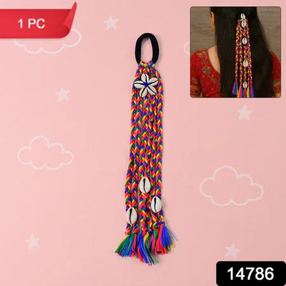 Traditional Multicolor Braided Hair Accessory Stylish Kodi String Bow (1 Pc) - Zidbik
