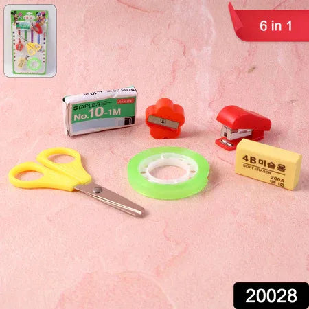 6 In 1 Multipurpose Mini Stationery Kit For Students - Zidbik
