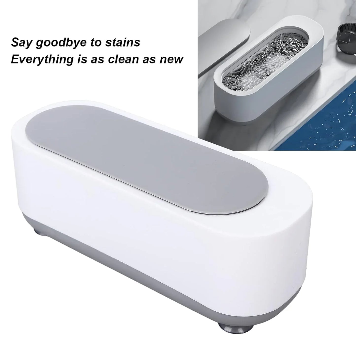 12670 Ultrasonic Jewllery Cleaner Ultrasonic Cleaning Machine Portable Jewellery Cleaning Mchine For Jewellery Ring Silver Retainer Glasses Watches Coins High Frequency Vibration Machine (Battery Not Included) - Zidbik