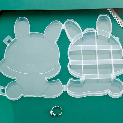 6557 Transparent Cartoon Bear Clear Plastic Storage Box Jewelry Box Jewelry Organizer Holder Cabinets For Small Objects (1 Pc) - Zidbik
