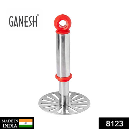 8123 Ganesh Potatopav Bhaji Masher With Plastic Handle Silver  Plastic - Oval Pav Masher Potato 1-piece Smasher Handle Multicolor - Zidbik