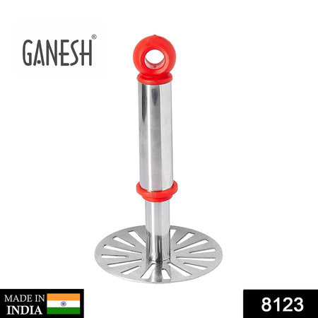 8123 Ganesh Potatopav Bhaji Masher With Plastic Handle Silver  Plastic - Oval Pav Masher Potato 1-piece Smasher Handle Multicolor - Zidbik