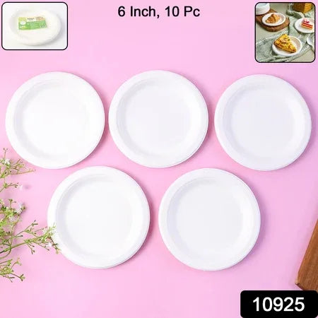 Freshee 6 Inch Round Compostable Bagasse Plate (10 Pcs Pack) - Zidbik