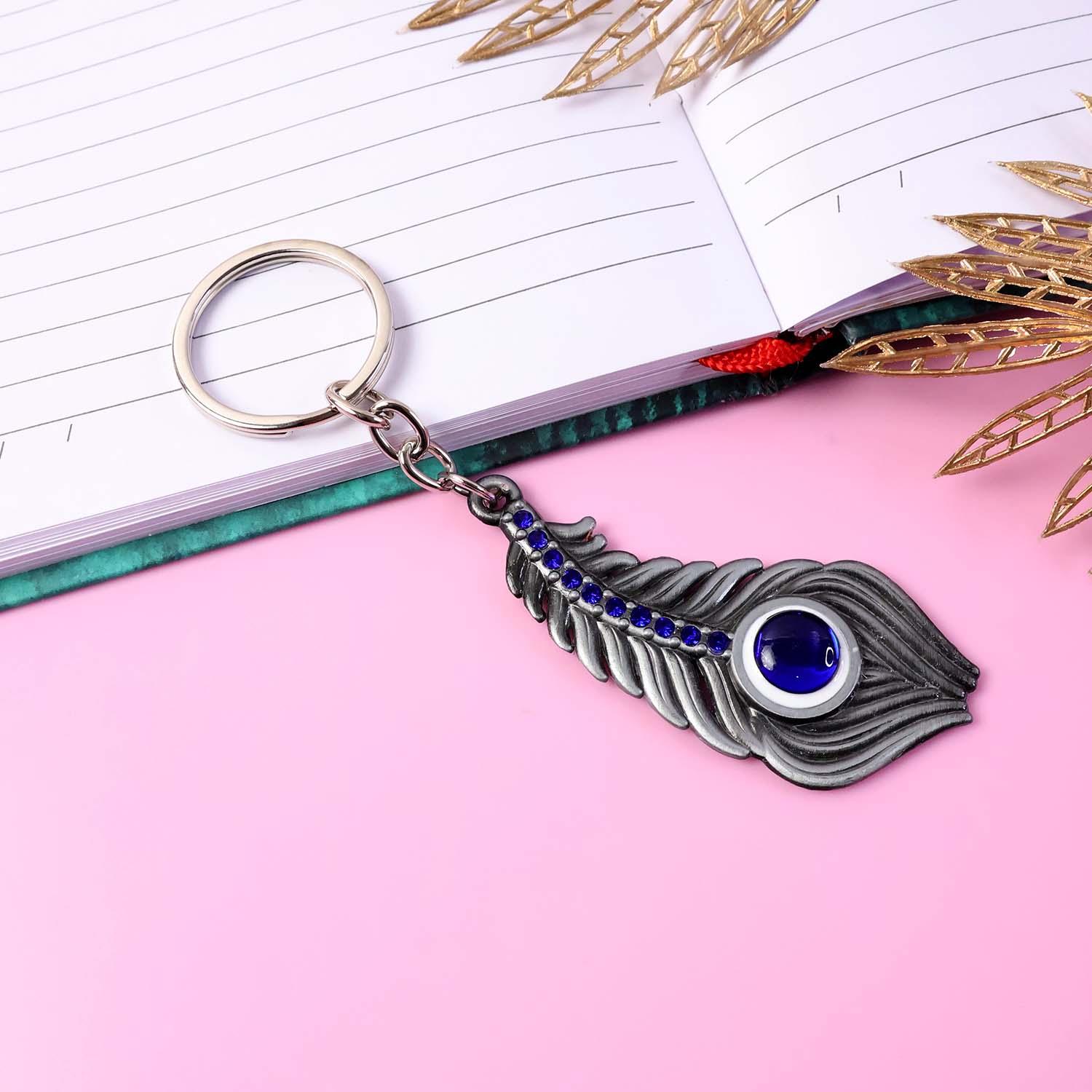 Elegant Metal Peacock Feather Keychain (1 Pc) - Zidbik