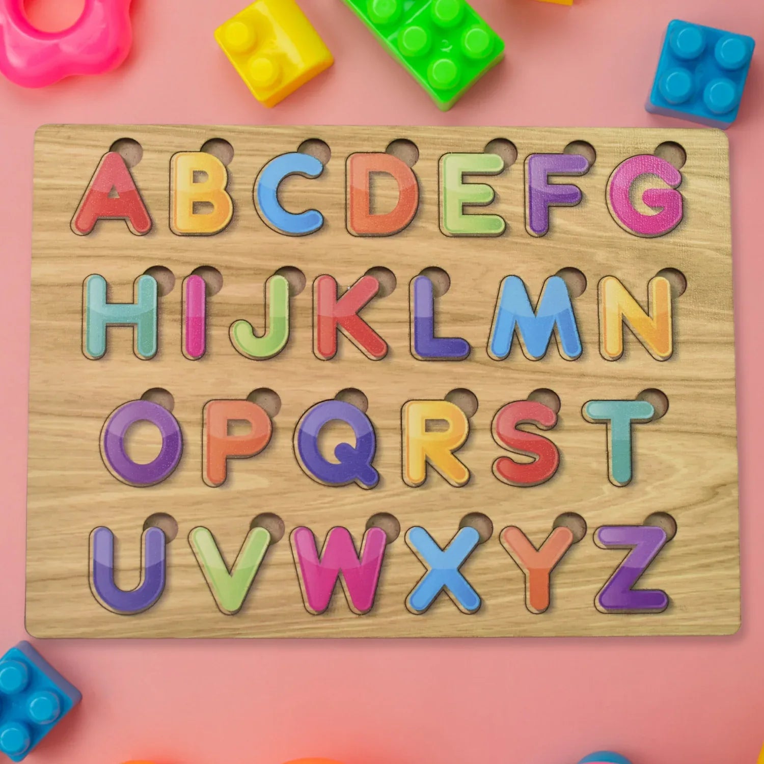 Wooden Puzzle Board Abc Letters Shapes Educational Learning Toys (1 Set) - Zidbik