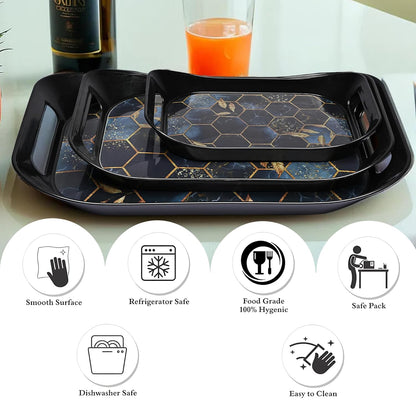 Premium Plastic Serving Tray (3 Pc) - Zidbik