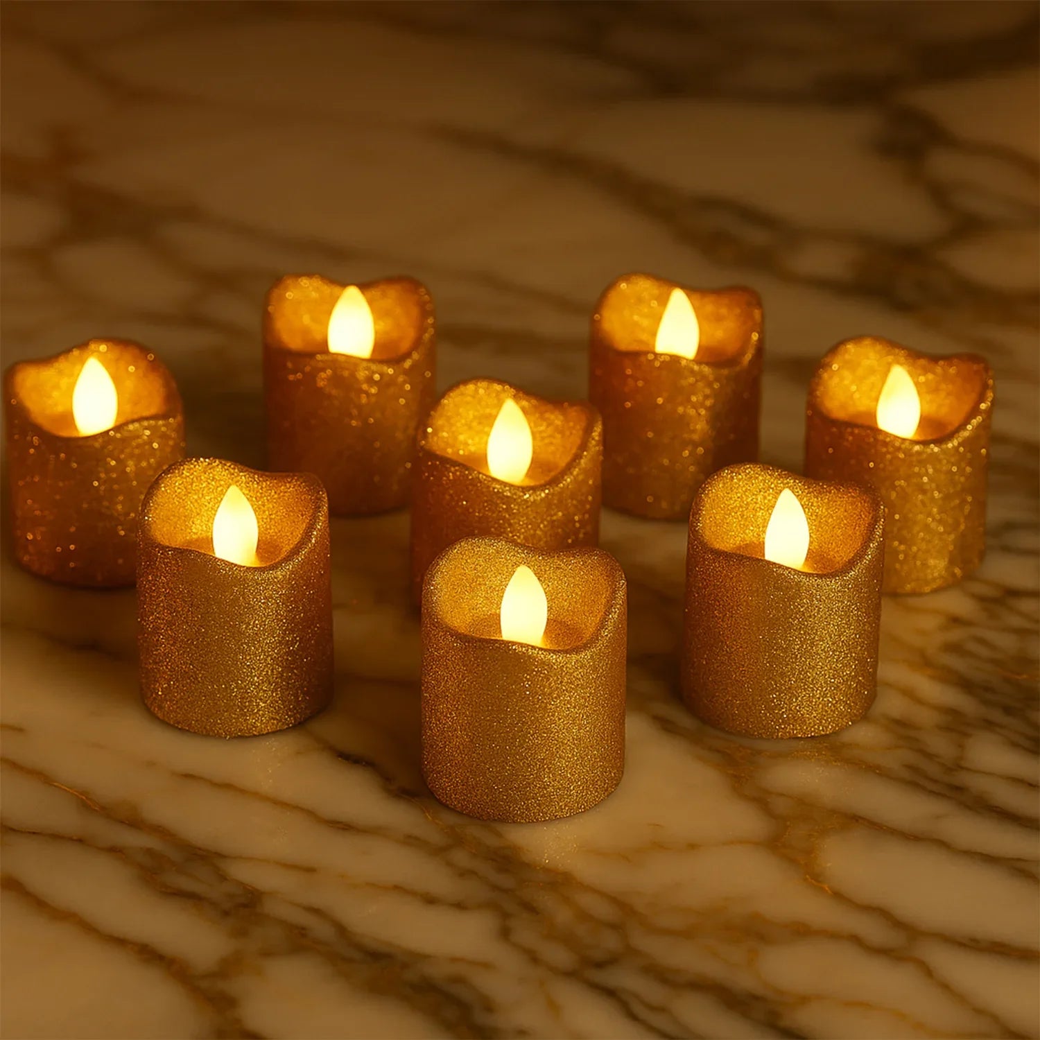 Christmas Premium Glitter Led Tealight Candles (9 Pc Set) - Zidbik