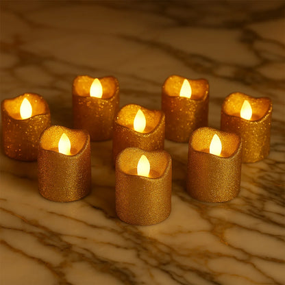 Christmas Premium Glitter Led Tealight Candles (9 Pc Set) - Zidbik