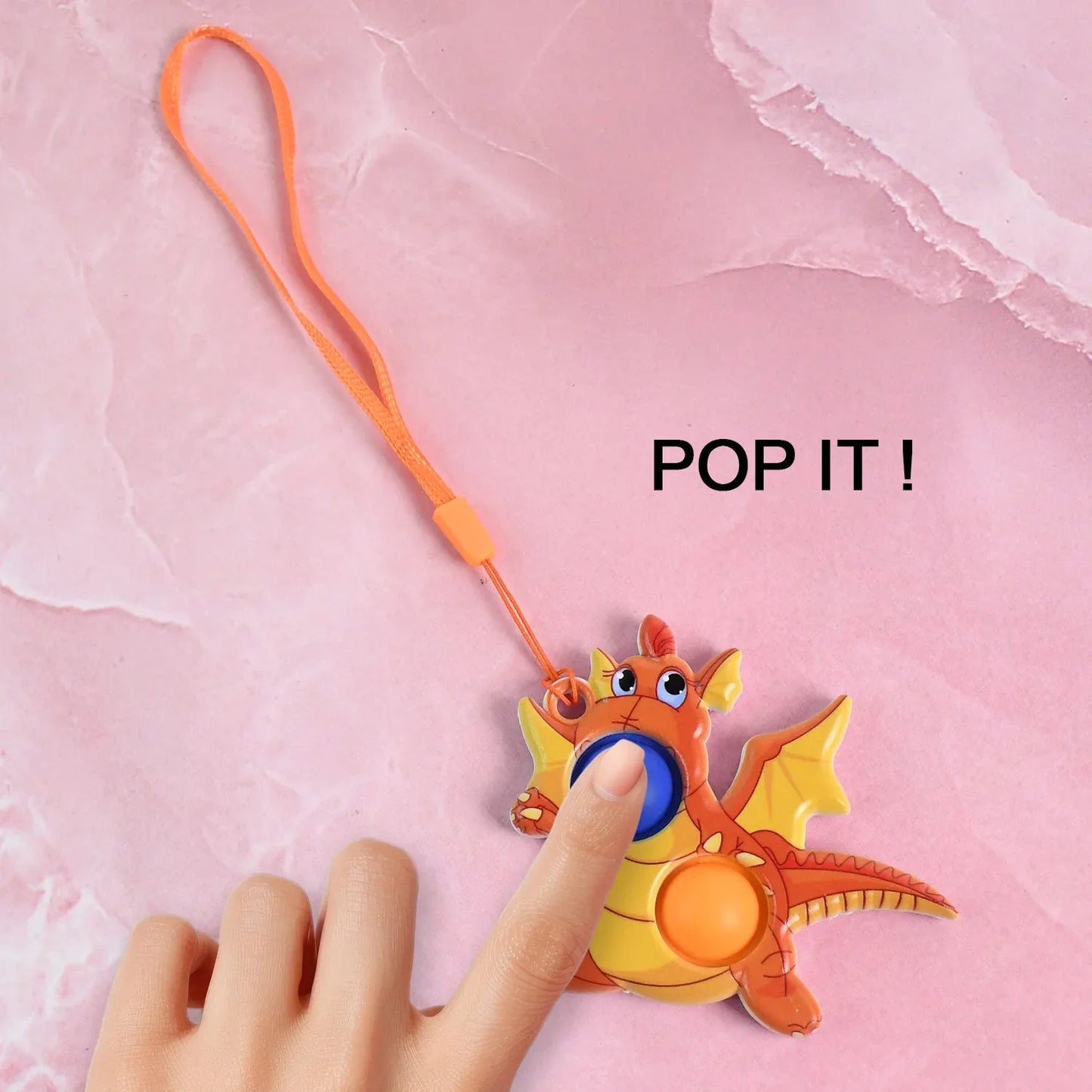 2-bubble Dragon-shaped Push Pop Fidget Toy With Strap (1 Pc) - Zidbik