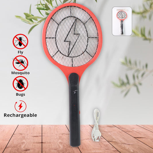 Red Rechargeable Electric Mosquito Killer Racket With Cable - Zidbik