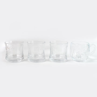 Glass 3 Pc Tumbler  1 Pc Cup Set (4 Pcs Set) - Zidbik